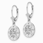 Sterling Silver Rhodium-plated Polished Mini Compass Leverback Earrings - Product Photo
