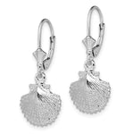 Sterling Silver Rhodium-plated Polished Scallop Shell Leverback Earrings - Product Photo