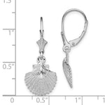 Sterling Silver Rhodium-plated Polished Scallop Shell Leverback Earrings - Product Photo