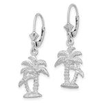 Sterling Silver Rhodium-plated Polished Palm Trees Leverback Earrings - Product Photo