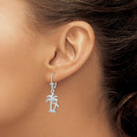 Sterling Silver Rhodium-plated Polished Palm Trees Leverback Earrings - Product Photo