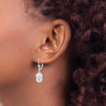 Sterling Silver RH-plated Textured Fleur de Lis Leverback Dangle Earrings - Product Photo