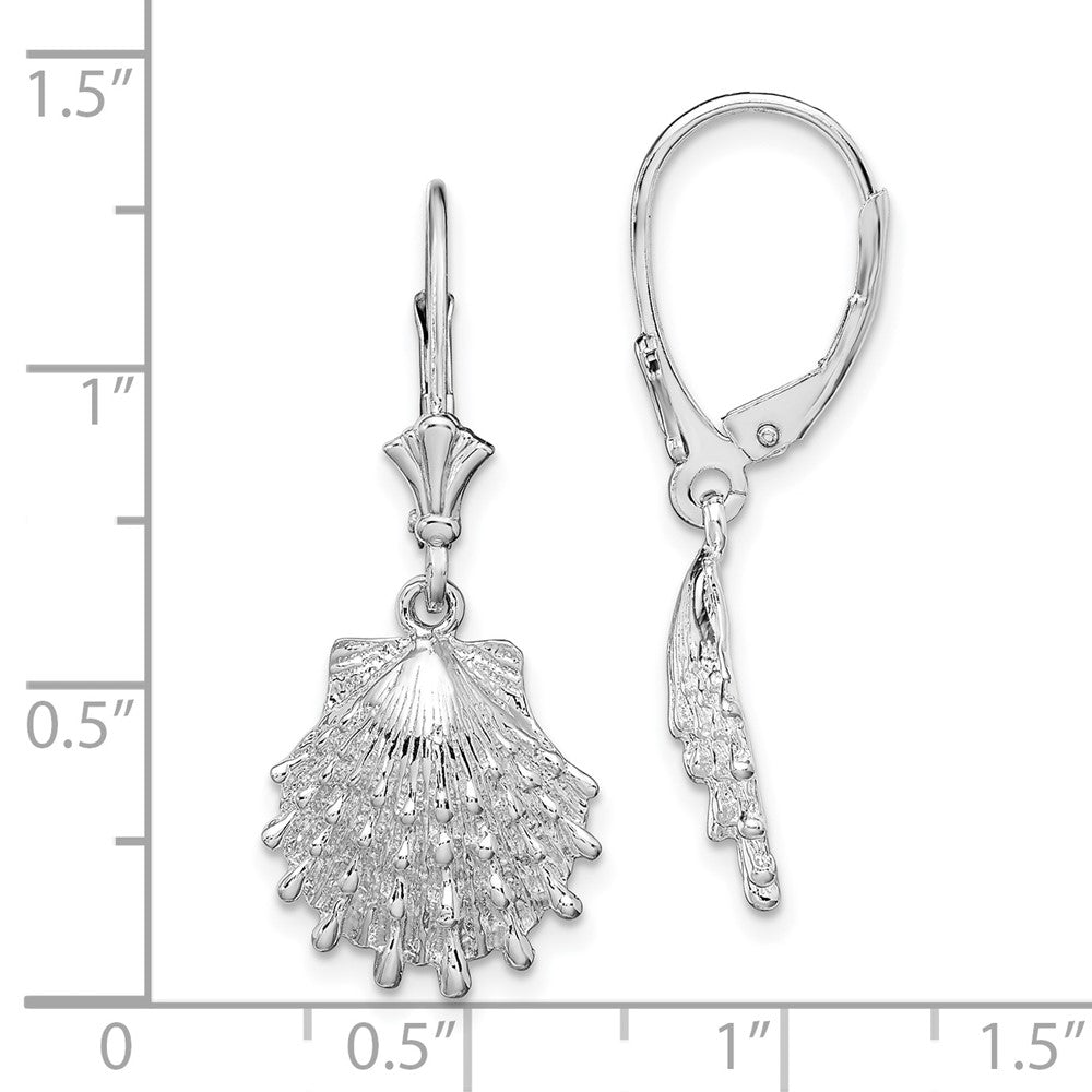 Sterling Silver Polished Lions Paw Shell Leverback Earrings - Product Photo