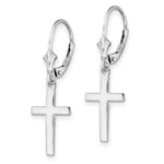 Sterling Silver Rhodium-plated Polished Latin Cross Leverback Earrings - Product Photo