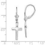 Sterling Silver Rhodium-plated Polished Latin Cross Leverback Earrings - Product Photo