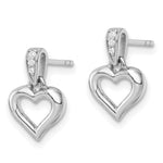 Sterling Silver RH Polished CZ Heart Post Dangle Earrings - Product Photo