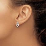 Sterling Silver RH Polished CZ Heart Post Dangle Earrings - Product Photo