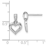 Sterling Silver RH Polished CZ Heart Post Dangle Earrings - Product Photo