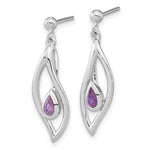 Sterling Silver Rh-plated Amethyst Dangle Post Earrings - Product Photo