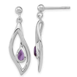 Sterling Silver Rh-plated Amethyst Dangle Post Earrings - Product Photo