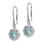 Sterling Silver Rhodium plated Aqua & White CZ Dangle Earrings - Product Photo