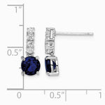 Sterling Silver Polished Rhodium Cr. Blue Spinel and CZ Post Dangle Earring - Product Photo