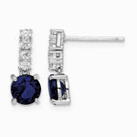 Sterling Silver Polished Rhodium Cr. Blue Spinel and CZ Post Dangle Earring - Product Photo