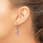 Sterling Silver Rose-tone Pink Created Opal Inlay Flip Flop Dangle Earrings - Product Photo