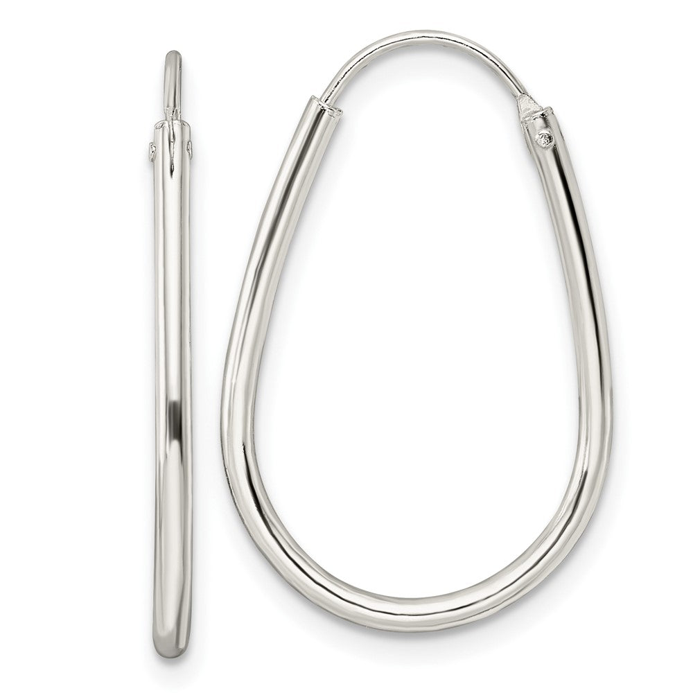 Sterling Silver Polished Endless Teardrop Hoop Earrings - Product Photo