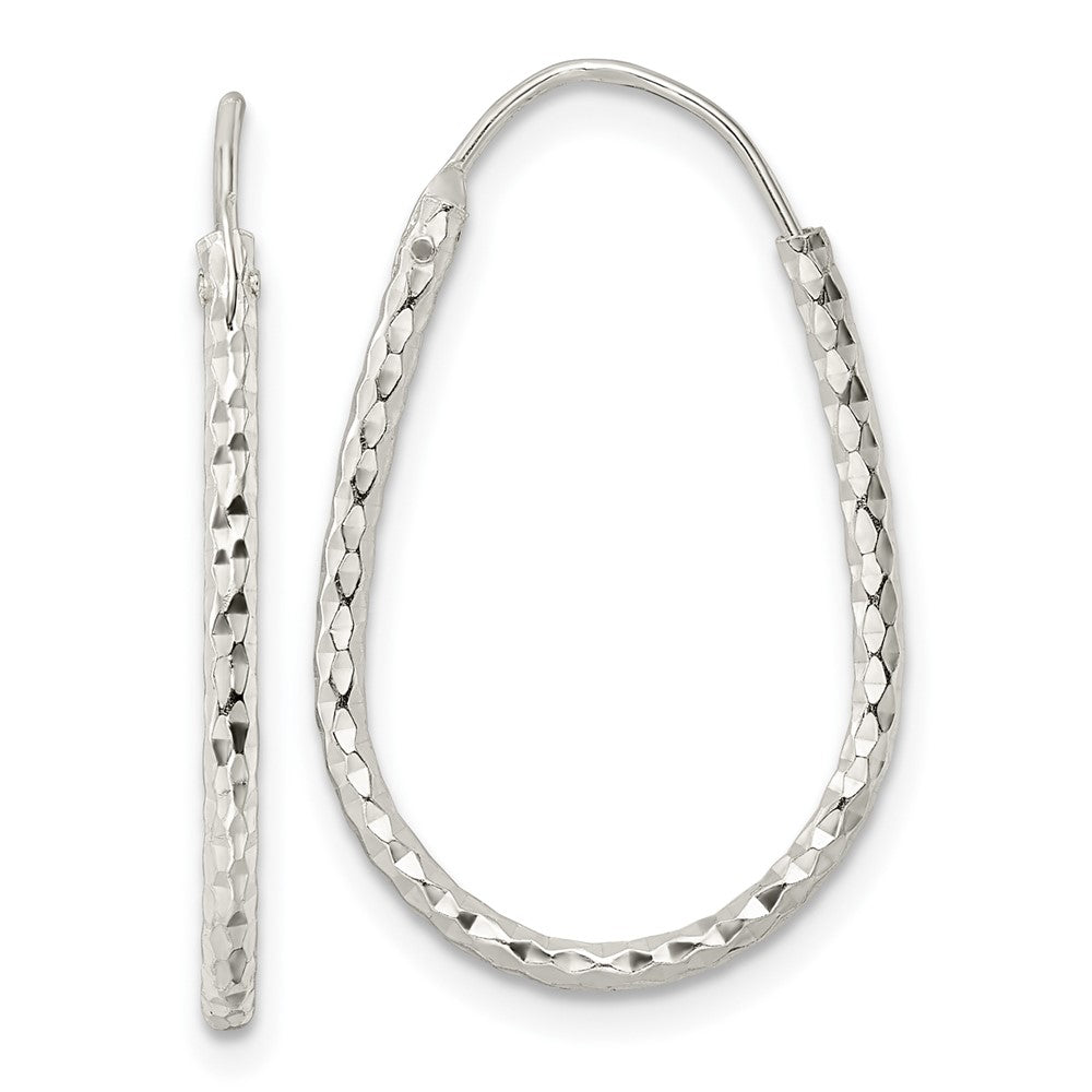 Sterling Silver Polished Diamond-Cut Endless Hoop Earrings