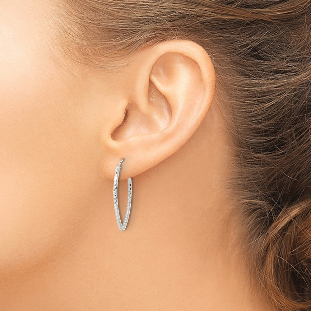 Sterling Silver Polished D/C Endless Hoop Earrings - Product Photo