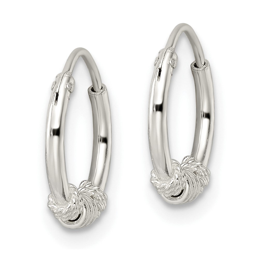 Sterling Silver Polished Beaded Circle Endless Hoop Earrings - Product Photo