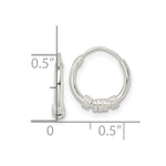 Sterling Silver Polished Beaded Circle Endless Hoop Earrings - Product Photo