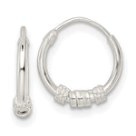 Sterling Silver Polished Beaded Circle Endless Hoop Earrings - Product Photo