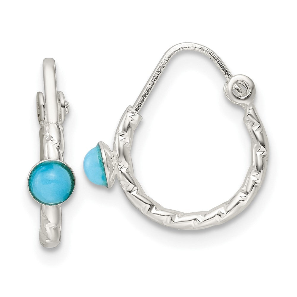 Sterling Silver Polished Turquoise Endless Hoop Earrings - Product Photo