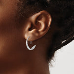 Sterling Silver Rhodium-plated Polished Flat Bar Hoop Threader Earrings - Product Photo