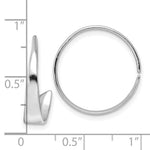 Sterling Silver Rhodium-plated Polished Flat Bar Hoop Threader Earrings - Product Photo