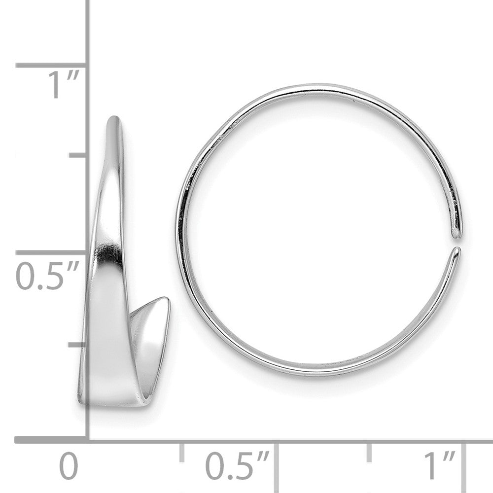Sterling Silver Rhodium-plated Polished Flat Bar Hoop Threader Earrings - Product Photo
