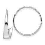 Sterling Silver Rhodium-plated Polished Flat Bar Hoop Threader Earrings - Product Photo