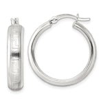 Sterling Silver Polished Greek Key Circle Hoop Earrings - Product Photo