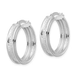 Sterling Silver Polished and Textured Circle Hoop Earrings - Product Photo