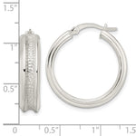 Sterling Silver Polished and Textured Circle Hoop Earrings - Product Photo