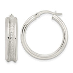 Sterling Silver Polished and Textured Circle Hoop Earrings - Product Photo