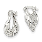 Sterling Silver Polished Triple Circle Hoop Earrings - Product Photo