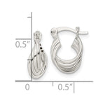 Sterling Silver Polished Triple Circle Hoop Earrings - Product Photo
