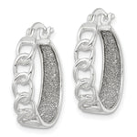 Sterling Silver Polished Fabric Glitter Hoop & Links Round Hoop Earrings - Product Photo
