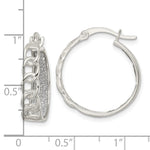 Sterling Silver Polished Fabric Glitter Hoop & Links Round Hoop Earrings - Product Photo