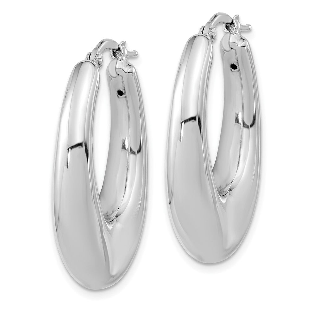 Sterling Silver Sterling Silve Rhodium-plated Polished Hollow Oval Hoop Earrings - Product Photo