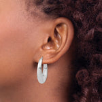 Sterling Silver Sterling Silve Rhodium-plated Polished Hollow Oval Hoop Earrings - Product Photo