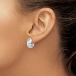 Sterling Silver Polished Rhodium-plated Hollow Post J Hoop Earrings - Product Photo