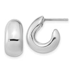 Sterling Silver Polished Rhodium-plated Hollow Post J Hoop Earrings - Product Photo