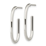 Sterling Silver Polished Oval J-Hoop Post Earrings - Product Photo