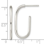 Sterling Silver Polished Oval J-Hoop Post Earrings - Product Photo