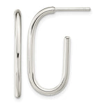 Sterling Silver Polished Oval J-Hoop Post Earrings - Product Photo