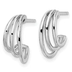 Sterling Silver Rhodium-plated Polished J-Hoop Post Earrings - Product Photo