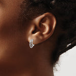 Sterling Silver Rhodium-plated Polished J-Hoop Post Earrings - Product Photo