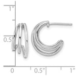 Sterling Silver Rhodium-plated Polished J-Hoop Post Earrings - Product Photo