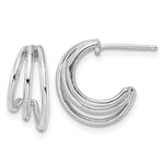 Sterling Silver Rhodium-plated Polished J-Hoop Post Earrings - Product Photo