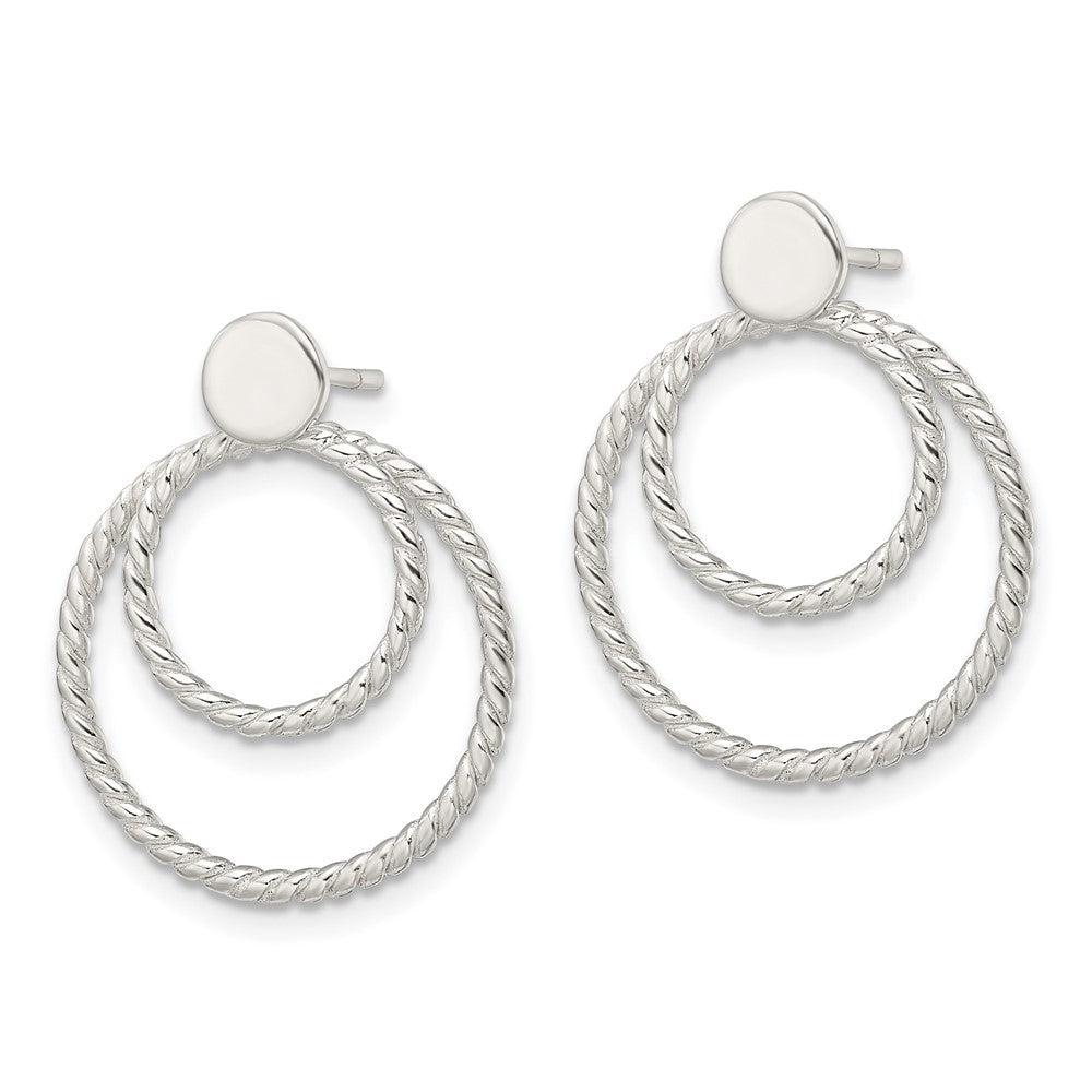 Sterling Silver w/2 Circle Jackets Button Post Earrings - Product Photo
