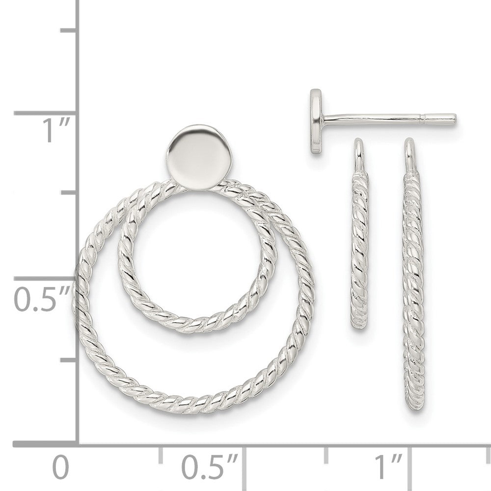 Sterling Silver w/2 Circle Jackets Button Post Earrings - Product Photo
